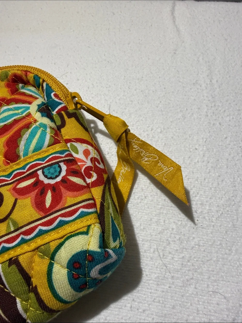 Vera Bradley Quilted Floral Yellow Cosmetic Pouch